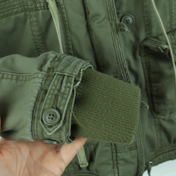 Abercrombie & Fitch Small Parka Fur Lined Y2K Vintage Military Green Distressed - Picture 5 of 16